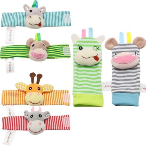 Baby Animal Socks Baby infant baby kids socks rattle toys wrist rattle Educational Best Gift Toys 40%off