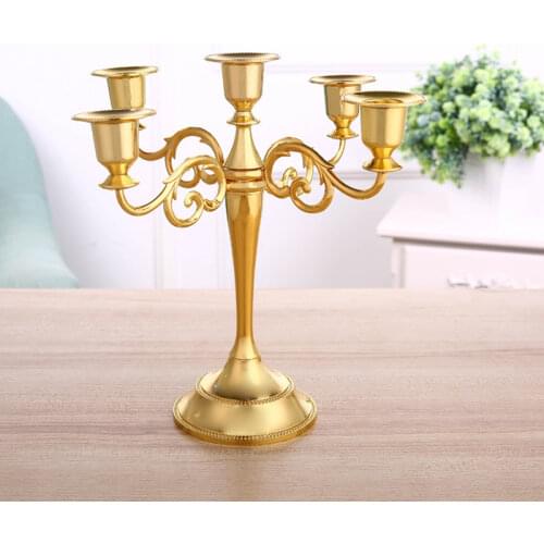 Free shiping Silver/Gold metal candle holder 5-arms candle stand 27cm tall wedding event candelabra candle stick