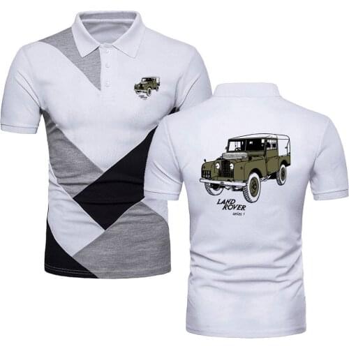 Polo Shirts Mens TShirts Land Cars Rover 90 Series Top Tees Military Army Car Short Sleeve Jersey Contrast Color Polo