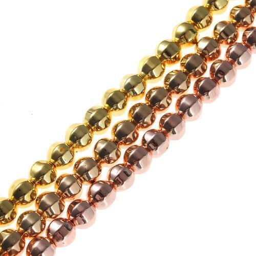 Nature stone Faceted Bright Plated Hematite Beads Round loose Beads 9*9mm 44Pcs For DIY Jewelry Making Accessories DIY Bracelet
