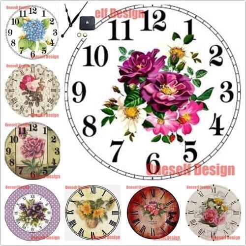2020 top popular flower 5d diamond embroidery with clock 5d diamond mosaic sale rhinestone pictures decoration home wall sticker