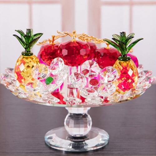 Artificial Crystal Ornaments Gifts Home Decoration Ornaments Rotating Crafts Gifts Apple Fruit Plate Ornaments