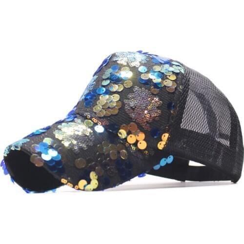 Sequin Cap Women Baseball Cap Mesh Snapback Dad Hats For Women Summer Sun Hat Trucker Cap Casquette Sport Hat Female Gorras
