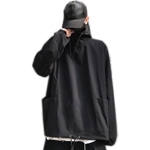 Spring Men Streetwear Pocket Cargo Hooded Jackets Coat Mens Harajuku Oversized Windbreaker Male Hip Hop Bomber hoodie