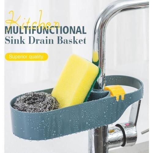 Kitchen Multifunctional Sink Drain Basket Creative Sink Shelf Soap Sponge Drain Rack Silicone Storage Basket