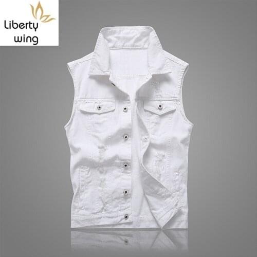 Fashion Casaco Homem 2020 Summer Casual Sleeveless Motorcycle Vest Men Slim Fit Distressed Korean Style Pockets Cotton Waistcoat