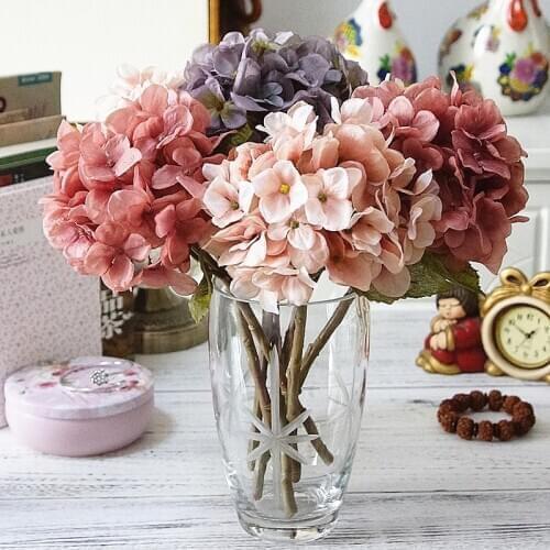 2020 New Artificial Flowers Silk Hydrangea Autumn Vases For Home Decor Christmas Decorative Flower Wedding Flower Wall