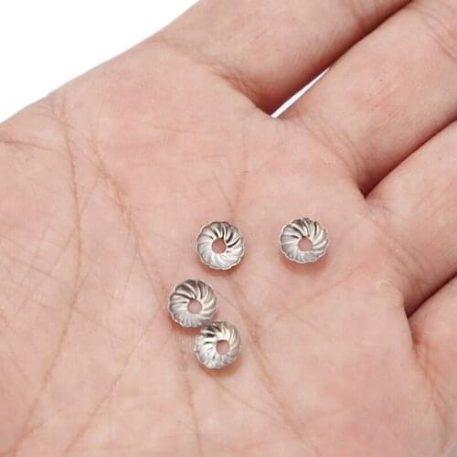 New 50pcs Silver Tone Staineless Steel Bead Caps Spacer Beads Flower Caps Findings Accessory