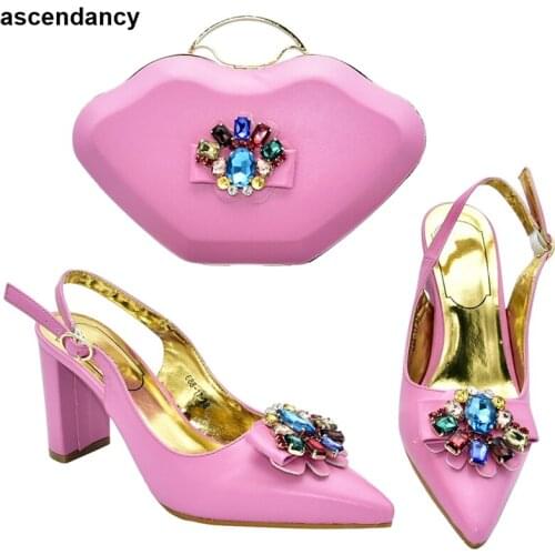 New Italian Shoe and Bag Set for Party In Women Nigerian Women Party Pumps with Purse Italian Shoes and Bags Set Envio Gratis