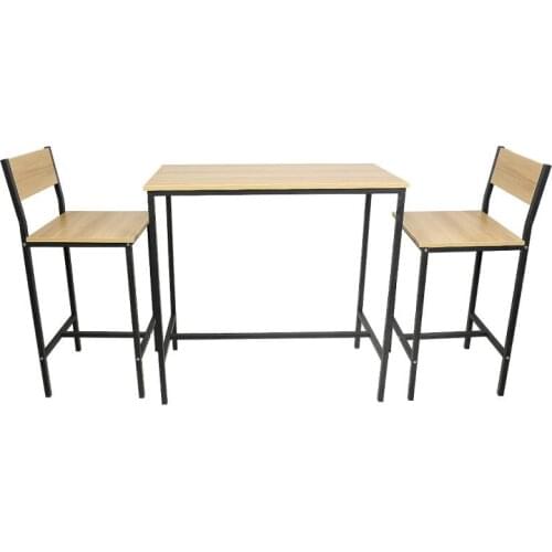 Dining Table With 2 Dining Chairs Oak High Back Table And Chair Set For Kitchen Bar Living Room Lounge Modern Furniture Sets HWC