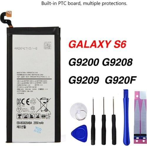 Original EB-BG920ABE Battery For Samsung GALAXY S6 G9200 G9208 G9209 SM-G920F G920I G920 G920A G920V G920T 2550mAh
