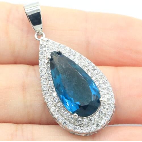 38x27mm Unique Big 14g Square Created Rhodolite Garnet Violet Tanzanite Ladies Street Jewelry Silver Pendant Eye Catching