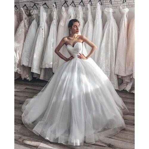 Simple but Elegant Wedding Dresses Sweeheart Sleeveless Ball Gown Princess Vestidos De Novias 2021