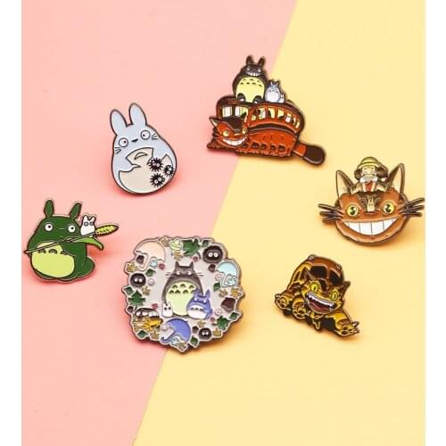 My Neighbor Comic Totoro Enamel Pins Chinchilla Brooches Shirt Bag Badge Cartoon Animal Jewelry Gift