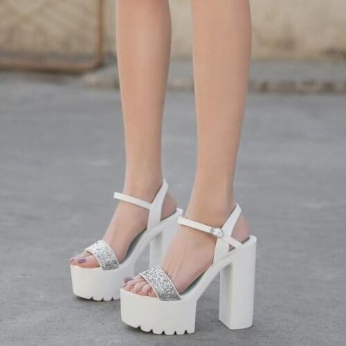 Gladiator Sandals White Summer Sandal Shoes for Women 2021 New Arrival High Thick Heels Sandals Platform Casual Russian Shoes