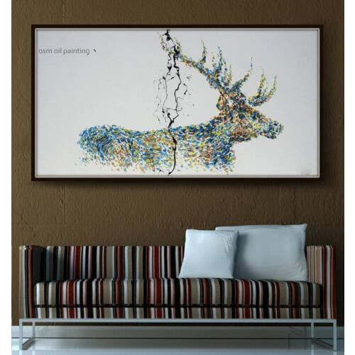 Unique Deer Pictures Craft Wall Decor Handmade Abstract Animal Oil Painting On Canvas Africa Animals Stag Oil Painting For Home