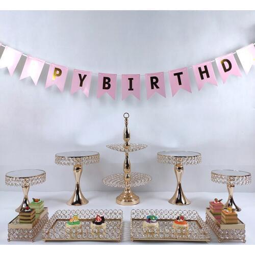 High-qualityGold wedding Cake Stand Set white Crystal Metal Cupcake decorations Dessert Pedestal Party Display Table Decorations
