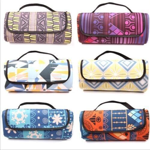 High Quality Waterproof Aluminum Foil Foldable Outdoor Camping Picnic Mat Beach Blanket Retro Printed Multiplayer Tourist Mat