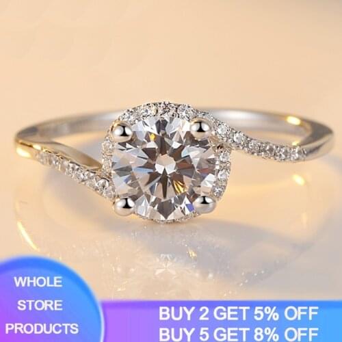 YANHUI New Design Fashion Spiral 925 Silver Women Ring For Anniversary Inlaid Round 1.0ct Shiny Cubic Zirconia Jewelry Wholesale