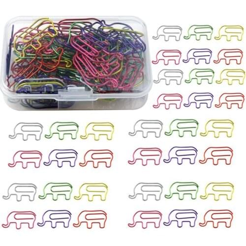 60pcs Bookmark Clips Elephant Shape Paper Clips Office Supplies (Colorful)