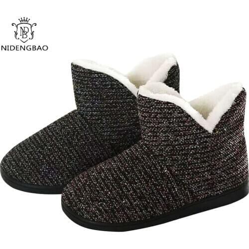 Women Winter Slippers Warm Home Soft Slippers Non-slip Home Shoes Men Indoor Floor Bedroom Lovers Couple Furry Plush House Shoes