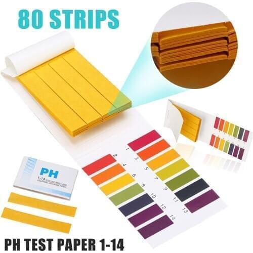 1 Set 80 Strips Testing Alkaline Acid Indicator Paper Universal Litmus PH Test Paper 1 - 14 PH Range For Fish Tank Aquariums
