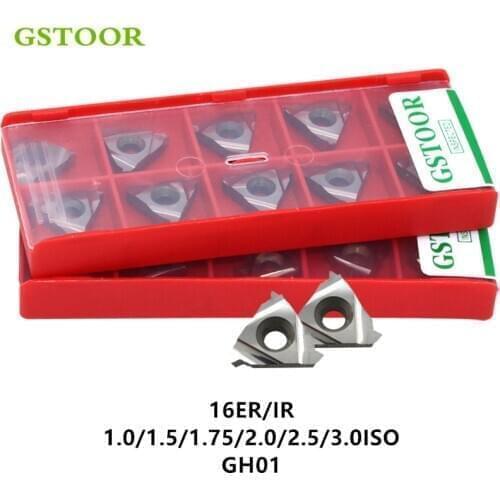 10pcs 16IR 16ER 1.0/1.5/1.75/2.0/2.5/3.0 ISO GH01 Threading Carbide Inserts Lathe Turning Tool For Copper aluminum