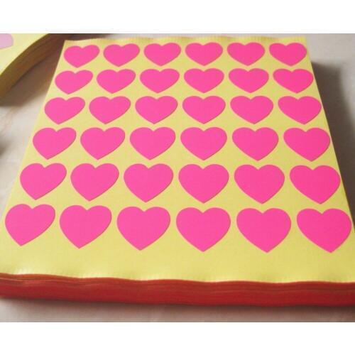 18000pcs/lot 19x19mm heart shape color stickers, red/baby pink/flour pink/light pink/white/blue/light blue, Item No. OF06