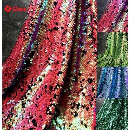 1Y hot Sale Apple Red sky Blue You Green Stretch Sequined Cloth fabrics Dress Fashion Flash Bright Designer Fabric G116