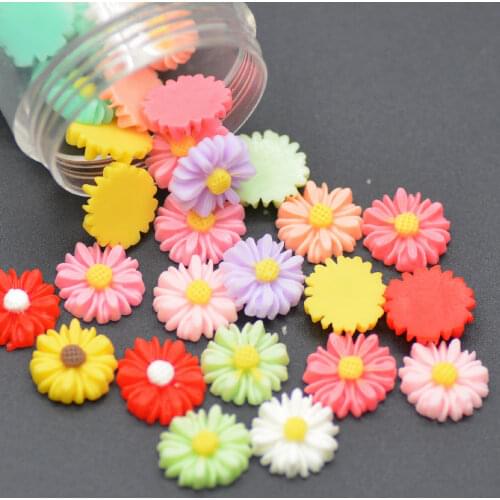 Resin flat back dasiy flower 13mm 100pcs flat back cabochon for decoration