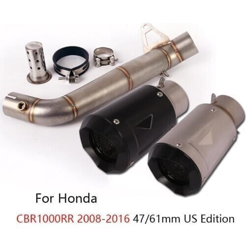 47mm US Edition for Honda CBR1000RR 2008-2016 Exhaust Set Motorcycle Slip-on Mid Link Pipe 61mm Muffler Escape with DB Killer
