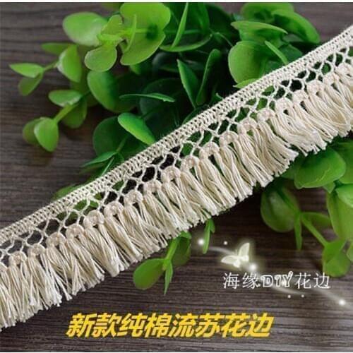 5 Yards 2.5cm Tassel Beige Trimming Lace Fabric Fringe Lace Trim Scrapbooking Applique Embellishment Sewing For Wedding Dress