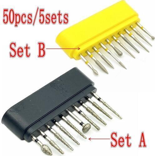 50pcs/5boxes Dental Diamond Burs Drills for High Speed Handpiece Dental High Speed Burs 1.6mm FG Diamond Burs Dentist Tool