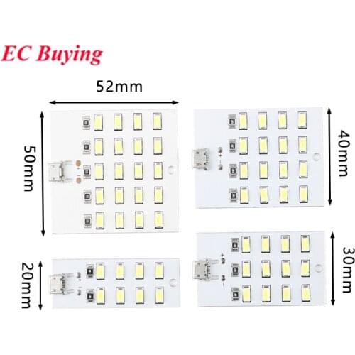5730 5630 SMD LED Lighting Panel 5V 80mA~120mA White Mirco USB Lighting Board Lamp Bead USB Mobile Light Emergency Night Light
