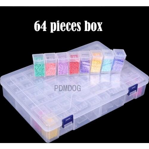 64 Grids Removable Organizer Box Rings Earring Material Sequins Boxes Nail Art Jewelry Storage Case Diamond Painting Accessories