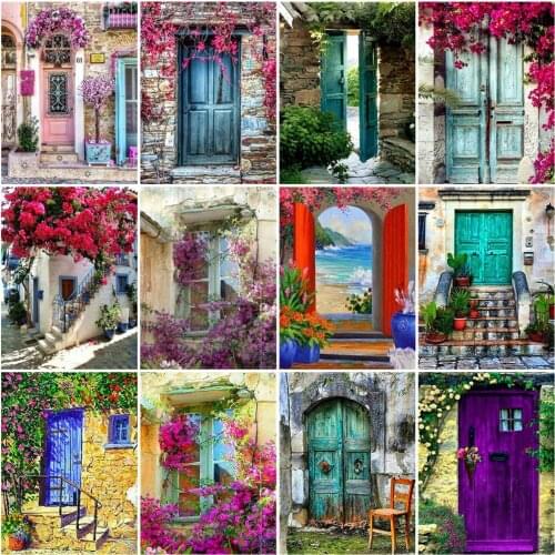 Diamond Painting Door Landscape Wall Decor Full Drill Embroidery Mosaic Flowers Cross Stitch Gift
