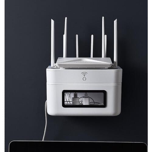 Wireless Wifi Router Storage Box Wall Mounted Patch Board Socket Holder Home Living Room Storage Organizer