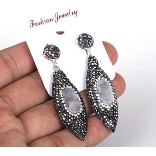 Dankaishi Bohemian Full Rhinestone Earrings Waterdrop Shape Leaf Simple Jewelry Accessories Rhinestone Bead Dangle Drop Earring