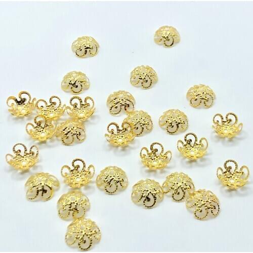 300pcs 10mm silver receptacle Hollow Flower DIY spaced jewelry accessories Charms Beads Cap Ball Caps For Jewelry Making