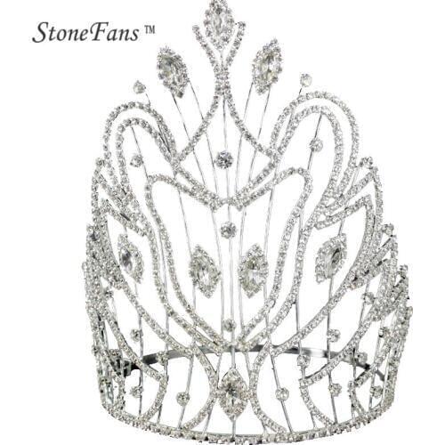 StoneFans Quality Luxury Crystal Bride Crown Crown Wedding Hair Jewelry Ornaments Annual Meeting Props Festival Jewellery