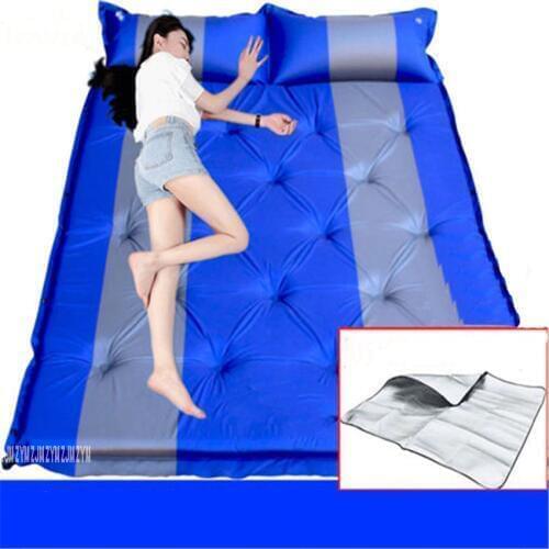 3 Person Mat Automatic Inflatable Mattress Outdoor Camping Mat Pad Self-Inflating Moistureproof Picnic Tent Mat with Pillow 5cm