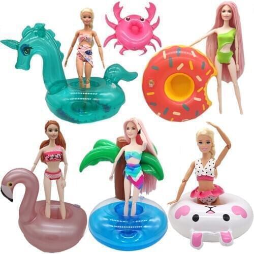 Swimwear Fashion for Barbie Dolls Accessories Clothes Toys for Children Swim Ring Toy Furniture Boneca Dolls for Girls Baby Bath