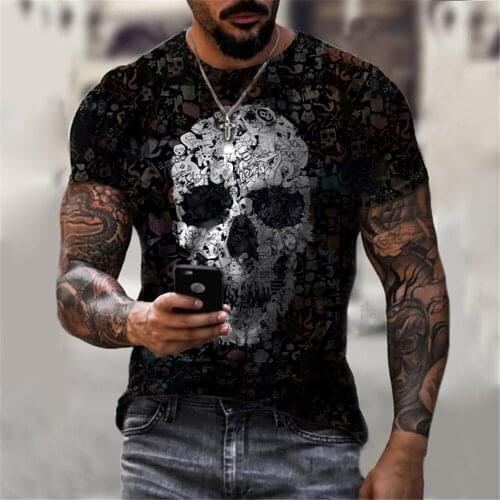2021 Summer Skull T-shirt Graphic Vaper Hippie T-shirt Mens Top T-shirt Mens Clothing Street 3D Apparel Ropa Verano Hombre