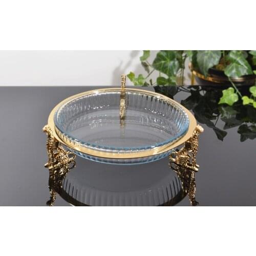 Cheetah Design Food Dessert Service Plate Gold Colour Metal Glass Material Stylish Kitchen Serve Accessories Quality Made