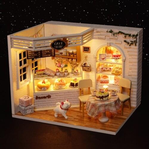 Miniature Dollhouse 3D DIY Wooden Assembling Princess House Toys Handmade Decor Doll House Wooden Doll Houses Kitchen