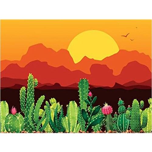 Diamond Painting Kits Sunset Cactus, Full Drill Art Cloud Art Painting DIY Rhinestone Embroidery Set Paint