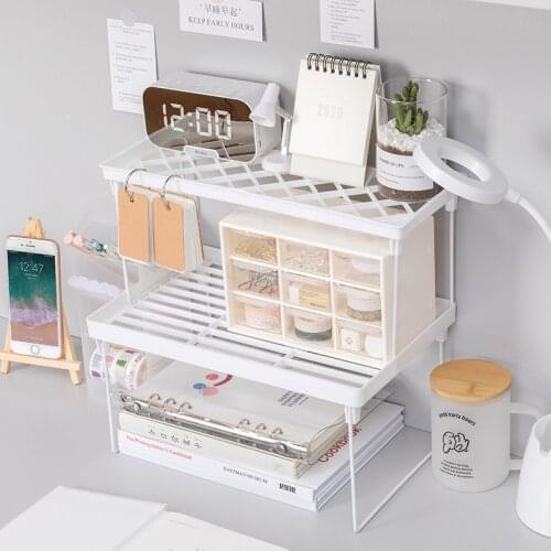 Desktop Storage Racks Foldable Metal Storage Shelf Organizer For Cosmetics School Office Stationery Home Decoration Supplies