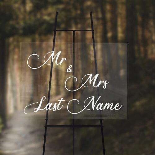 Mr And Mrs Customizable Last Name Glass Sticker Template Wedding Decoration Removable Sticker A006802