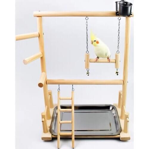 New Bird Perches Nest Play Stand Gym Parrot Playground training bird Wooden Climb Ladders Perch with cup Bird Play Rack