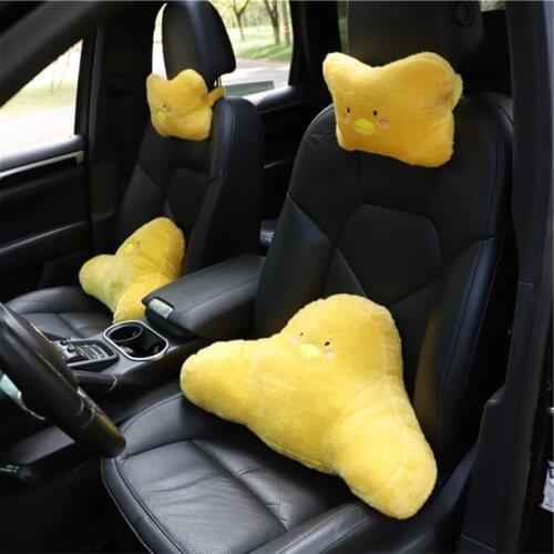 New Fashion Cute Cartoon Duck Lumbar Support Waistpillow Car Headrest Neck Pillow Female Car Interior Ornaments
